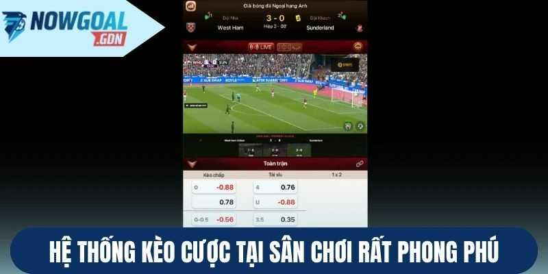 Hệ thống kèo cược tại sân chơi rất phong phú