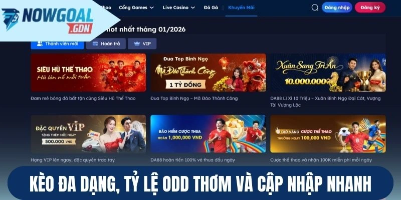 Bảng kèo đa dạng, tỷ lệ odd thơm và cập nhập nhanh