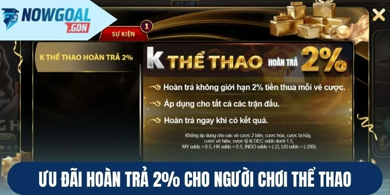 Hoàn trả 2% cho thành viên tham gia thể thao Hitclub