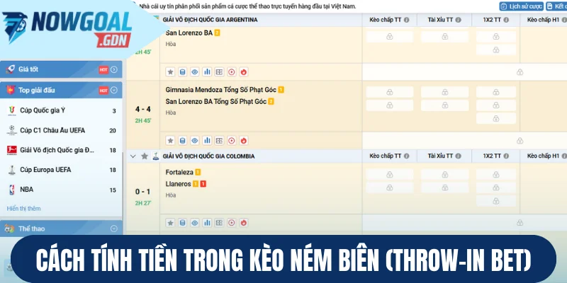 Cách tính tiền thưởng trong kèo ném biên (Throw-in bet)