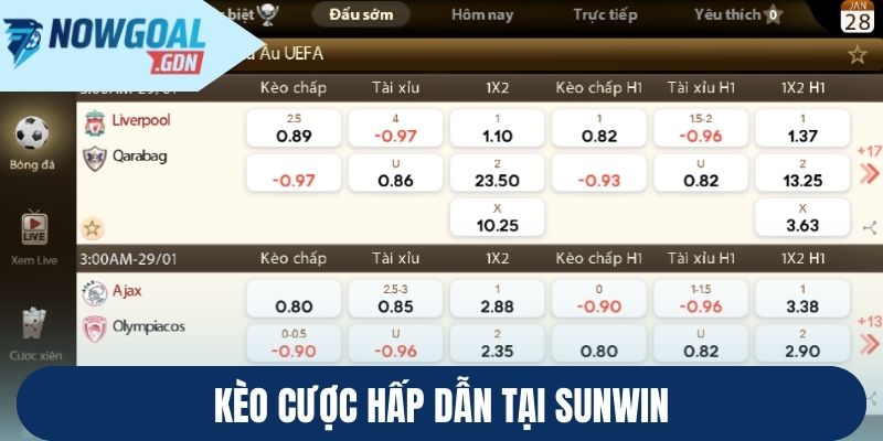 Kèo cược hấp dẫn tại Sunwin