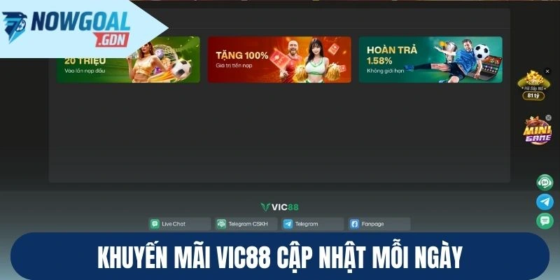 Khuyến mãi Vic88 cập nhật mỗi ngày